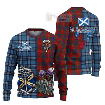 Fraser Tartan Knitted Sweater Happy St. Andrew's Day Half Tartan Style