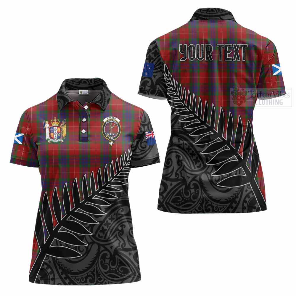 Tartan Vibes Clothing Fraser Crest Tartan Women's Polo Shirt with New Zealand Silver Fern Half Style