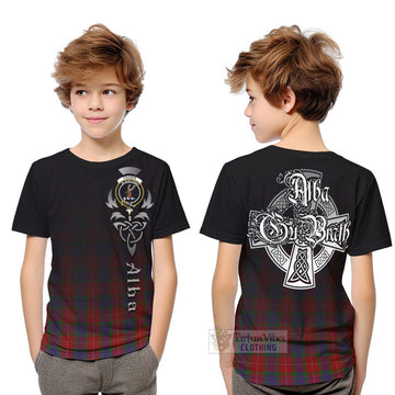 Fraser Tartan Kid T-Shirt Featuring Alba Gu Brath Family Crest Celtic Inspired