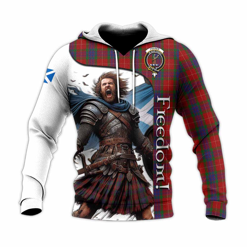 Tartan Vibes Clothing Fraser Crest Tartan Knitted Hoodie Inspired by the Freedom of Scottish Warrior