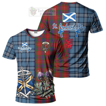 Fraser Tartan T-Shirt Happy St. Andrew's Day Half Tartan Style