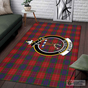 Fraser Tartan Area Rug with Family Crest