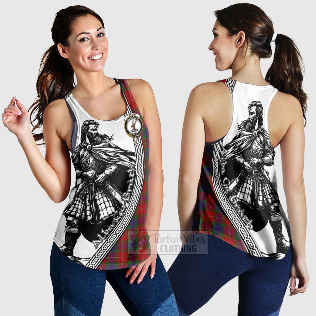 Tartan Vibes Clothing Fraser Tartan Clan Crest Women's Racerback Tanks with Highlander Warrior Celtic Style