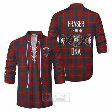 Fraser Tartan Ghillie Kilt Shirt with Family Crest DNA In Me Style Men - Tartan Vibes Clothing