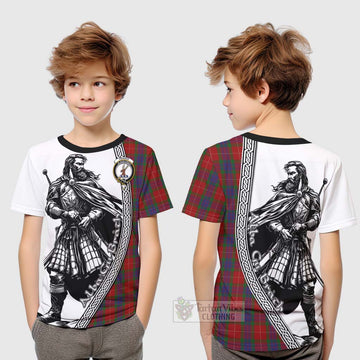 Fraser Tartan Clan Crest Kid T-Shirt with Highlander Warrior Celtic Style