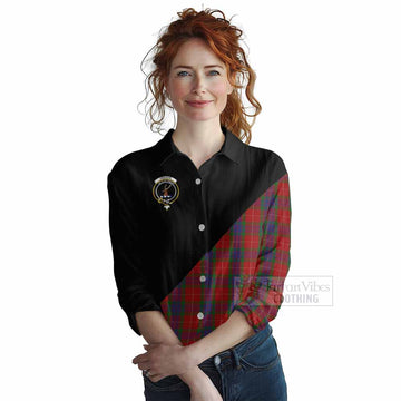 Fraser Tartan Women's Casual Shirt with Family Crest and Military Logo Style