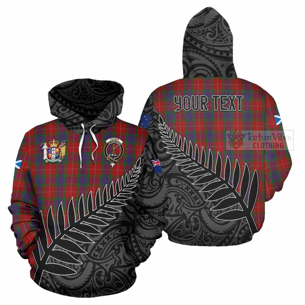 Tartan Vibes Clothing Fraser Crest Tartan Hoodie with New Zealand Silver Fern Half Style