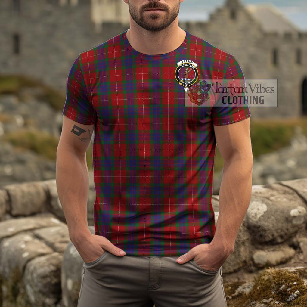 Fraser Tartan Cotton T-Shirt with Family Crest Men's Shirt - Tartanvibesclothing Shop