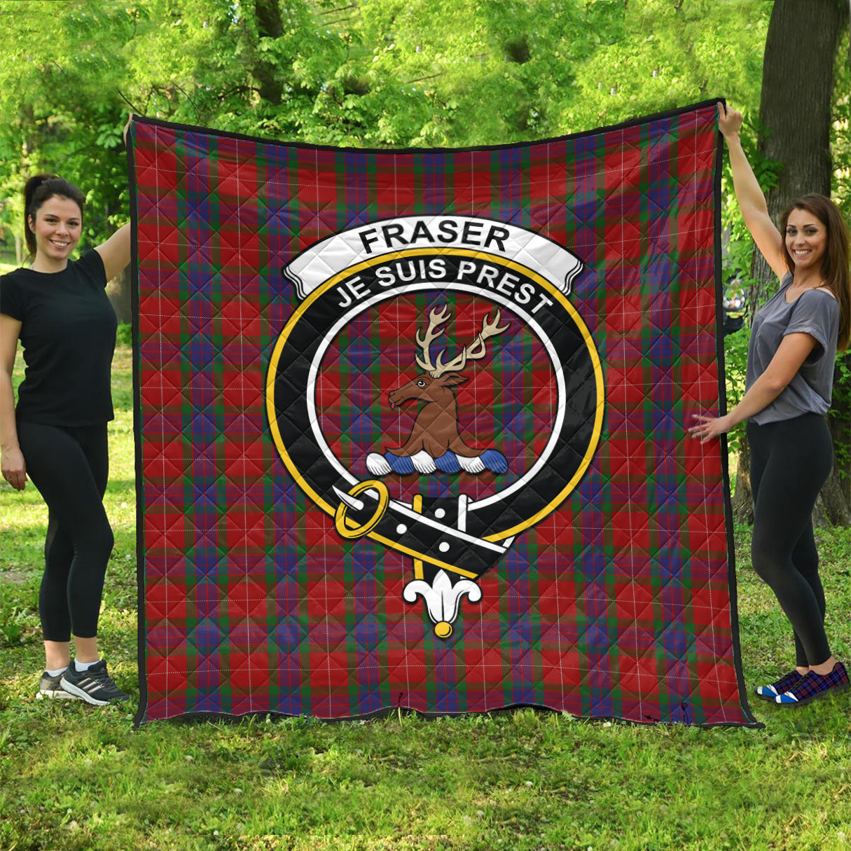 fraser-tartan-quilt-with-family-crest