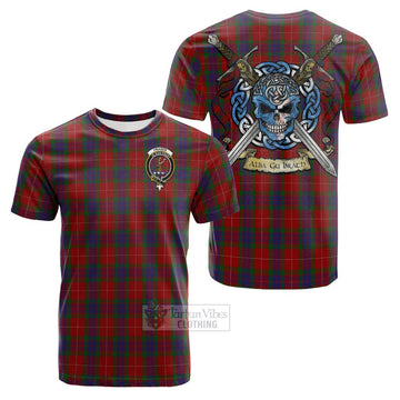 Fraser Tartan Cotton T-shirt with Family Crest Celtic Skull Style