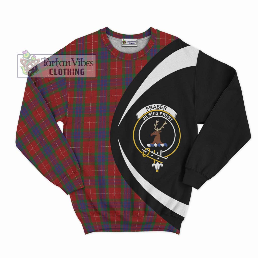 Fraser Tartan Sweatshirt with Family Crest Circle Style Unisex - Tartan Vibes Clothing