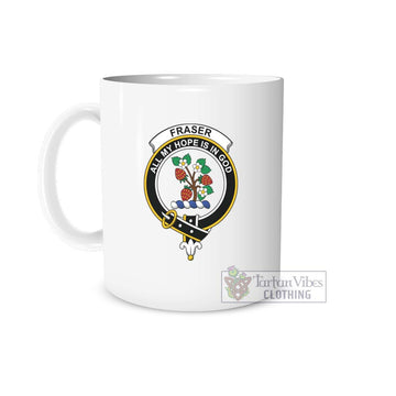 Fraser Family Crest Ceramic Mug White - 2D-tartanvibesclothing