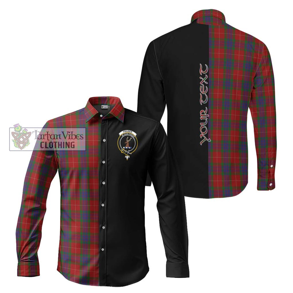 Fraser Tartan Long Sleeve Button Shirt with Family Crest and Half Of Me Style Men's Shirt S - Tartanvibesclothing Shop