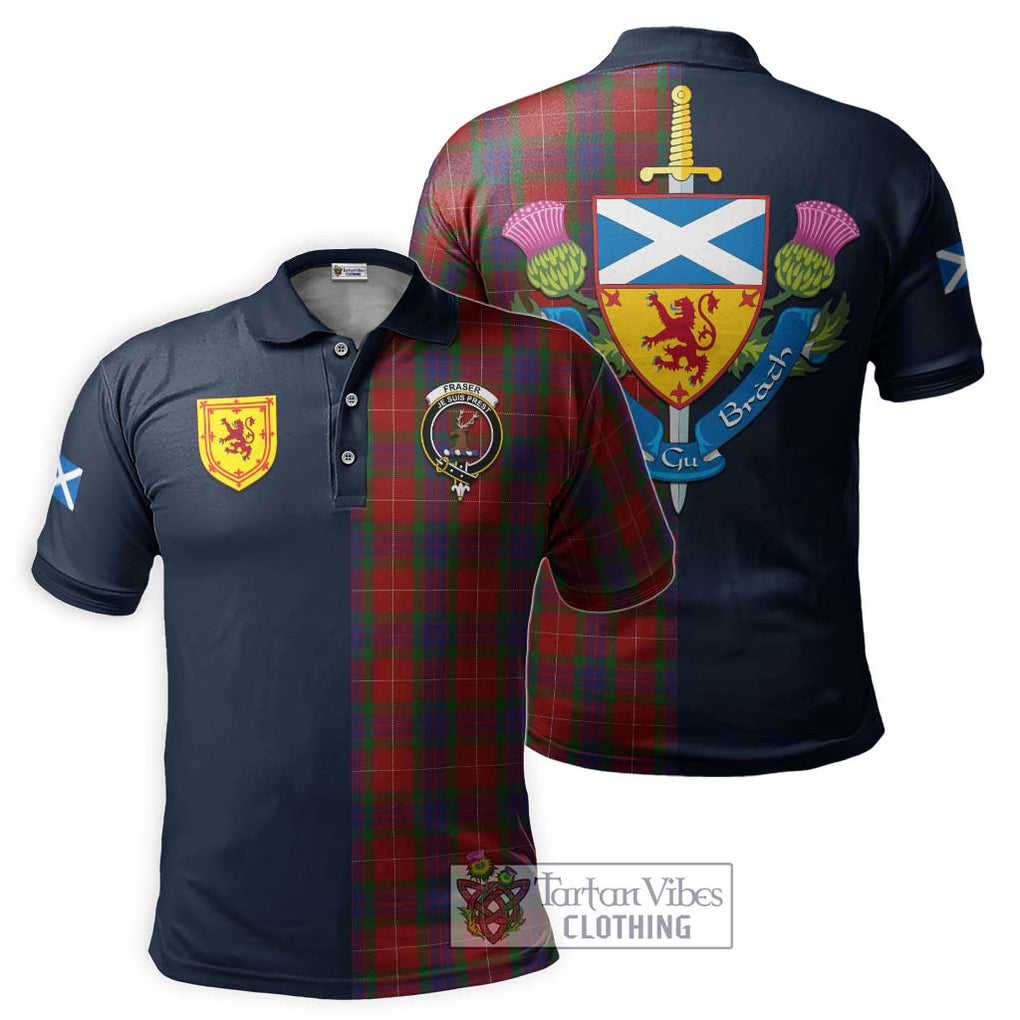 Tartan Vibes Clothing Fraser Tartan Polo Shirt with Scottish Lion Royal Arm Half Style