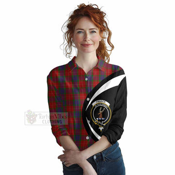 Fraser Tartan Women's Casual Shirt with Family Crest Circle Style Female - Tartan Vibes Clothing
