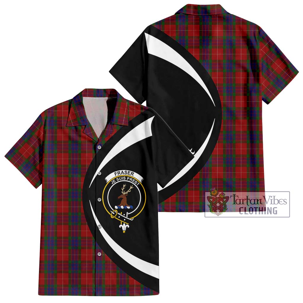 Fraser Tartan Short Sleeve Button Up with Family Crest Circle Style Kid - Tartan Vibes Clothing