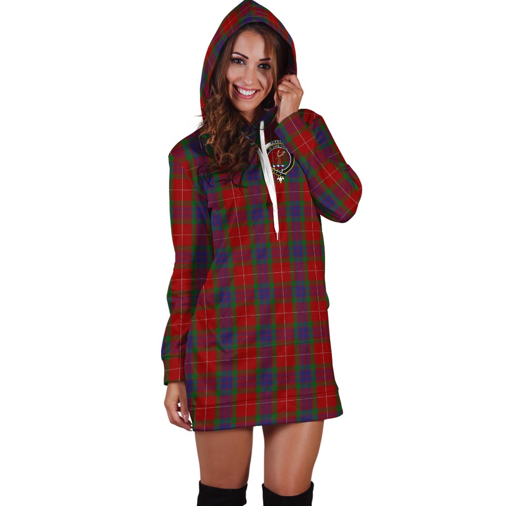 Fraser Tartan Hoodie Dress with Family Crest - Tartan Vibes Clothing