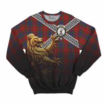 Fraser Crest Tartan Sweatshirt with Golden Lion Emblem Celtic Style Unisex - Tartan Vibes Clothing