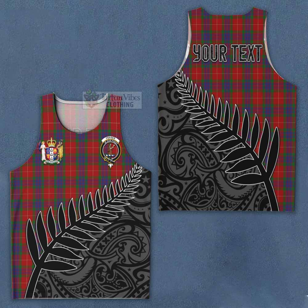 Tartan Vibes Clothing Fraser Crest Tartan Men's Tank Top with New Zealand Silver Fern Half Style