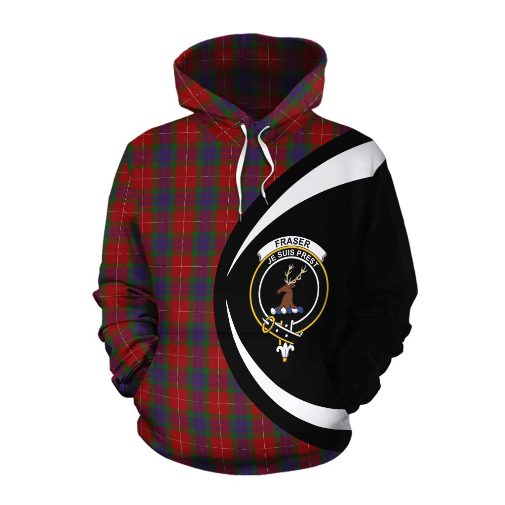 Tartan Vibes Clothing Fraser Tartan Cotton Hoodie with Family Crest Circle Style