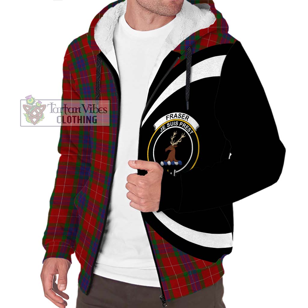 Fraser Tartan Sherpa Hoodie with Family Crest Circle Style Unisex S - Tartan Vibes Clothing