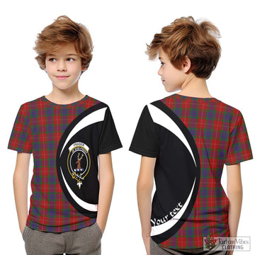 Fraser Tartan Kid T-Shirt with Family Crest Circle Style