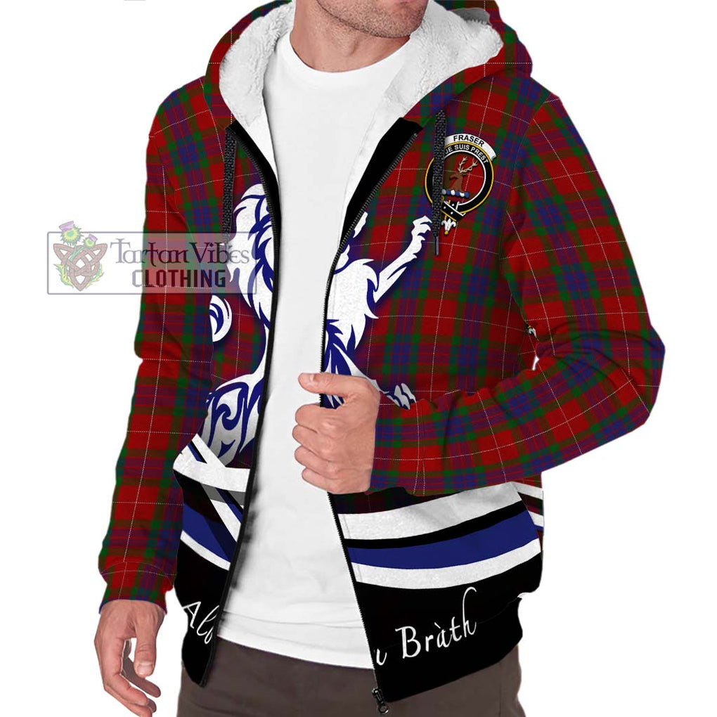 Fraser Tartan Sherpa Hoodie with Alba Gu Brath Regal Lion Emblem Unisex S - Tartanvibesclothing Shop