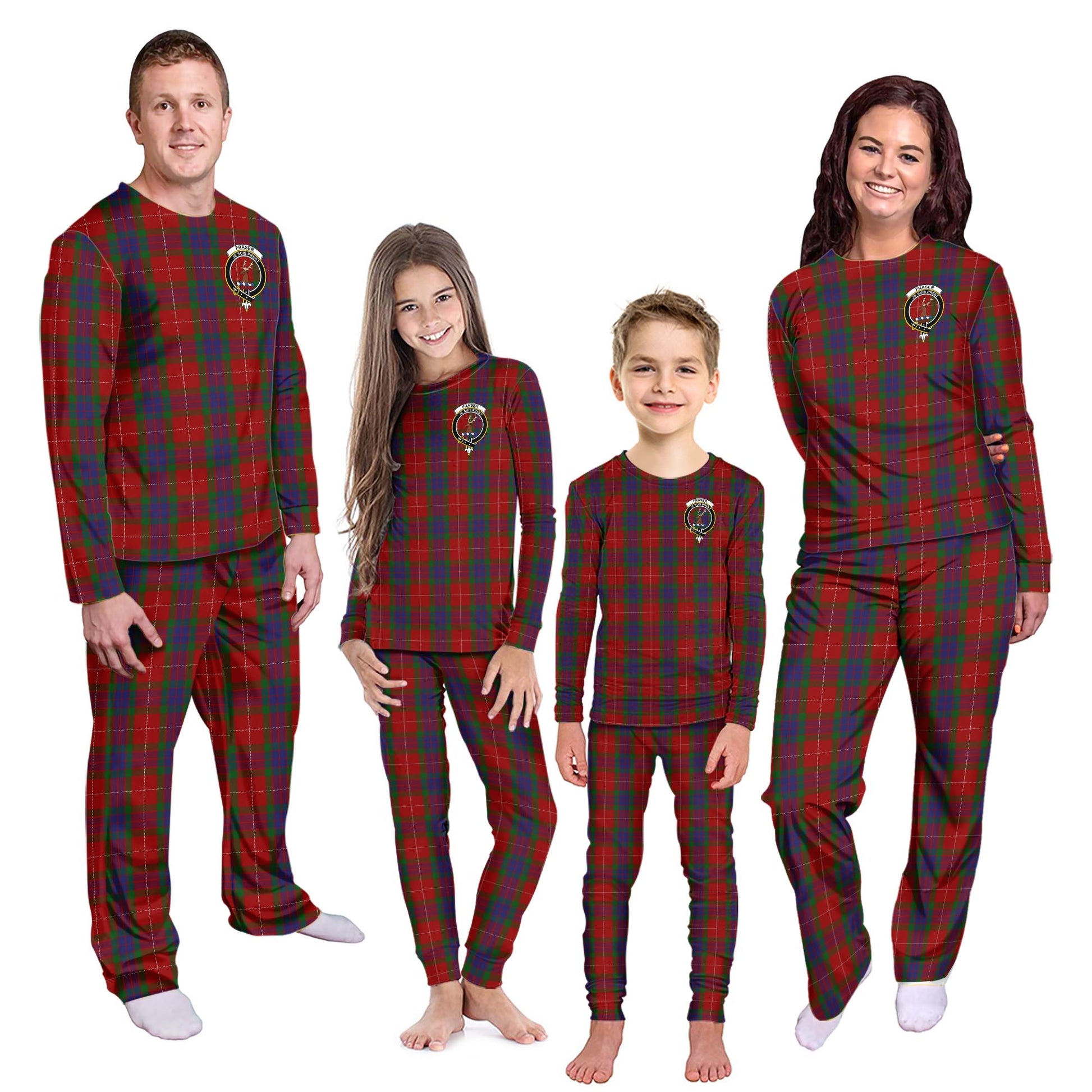 Fraser Tartan Pajamas Family Set with Family Crest Kid - Tartan Vibes Clothing