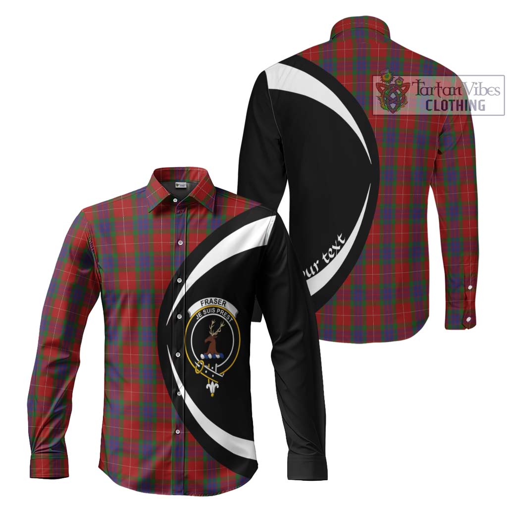 Fraser Tartan Long Sleeve Button Up with Family Crest Circle Style Men's Shirt S - Tartan Vibes Clothing