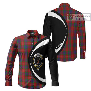 Fraser Tartan Long Sleeve Button Up with Family Crest Circle Style