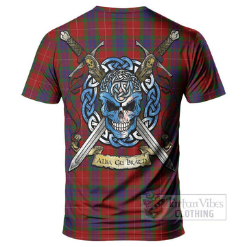 Fraser Tartan T-Shirt with Family Crest Celtic Skull Style