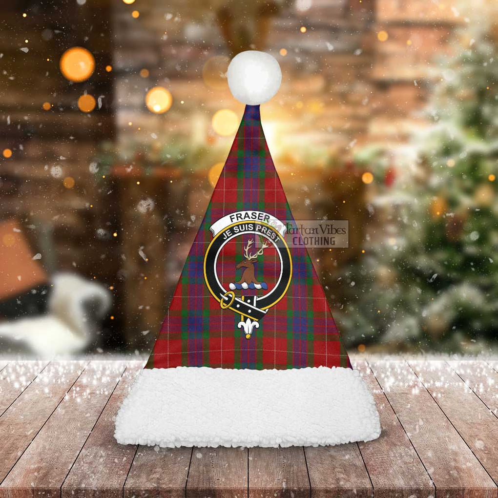 Tartan Vibes Clothing Fraser Tartan Christmas Santa Hats with Family Crest