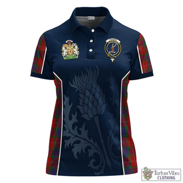 Fraser Tartan Women's Polo Shirt with Family Crest and Scottish Thistle Vibes Sport Style