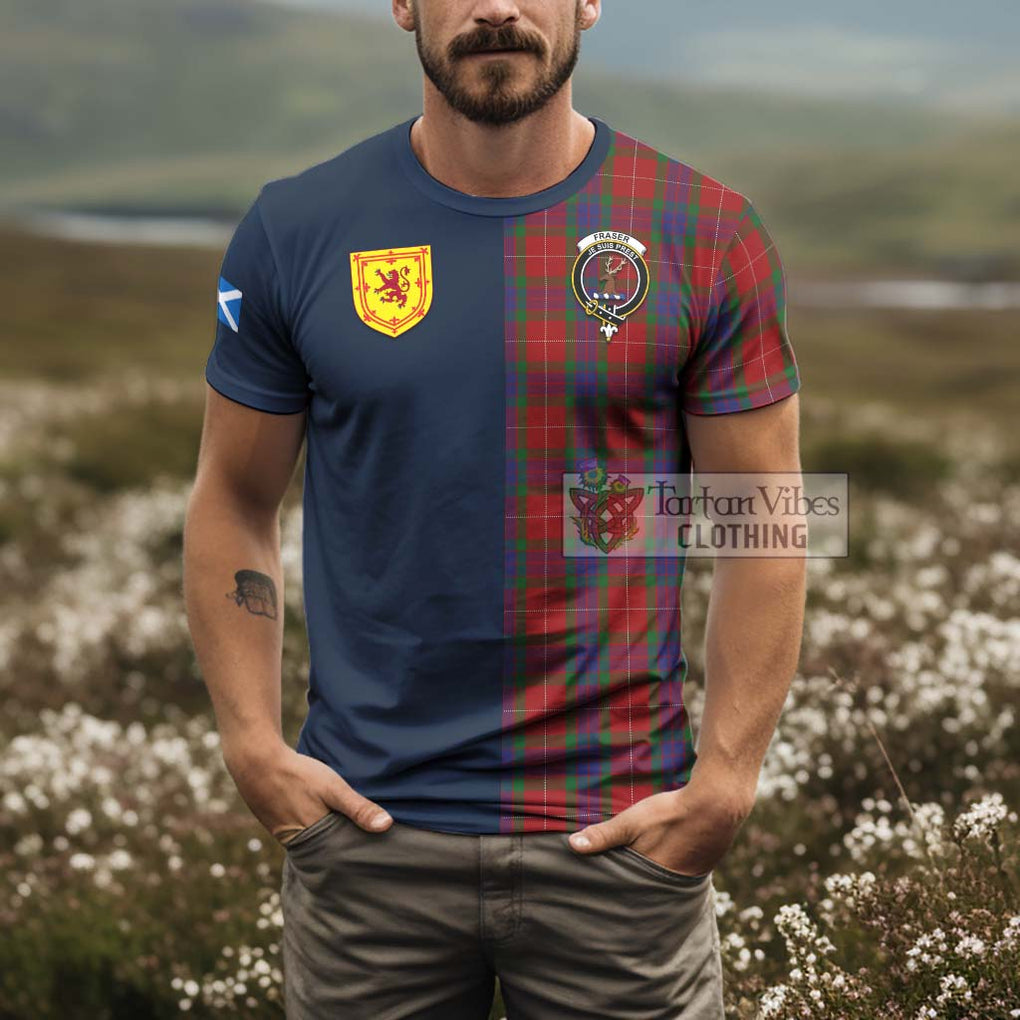 Tartan Vibes Clothing Fraser Tartan T-Shirt Alba with Scottish Lion Royal Arm Half Style