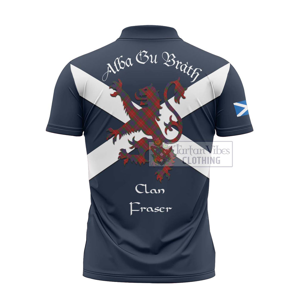 Tartan Vibes Clothing Fraser Tartan Lion Rampant Zipper Polo Shirt – Proudly Display Your Heritage with Alba Gu Brath and Clan Name