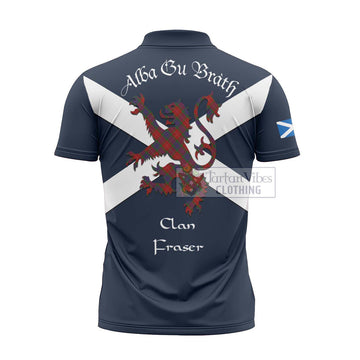 Fraser Tartan Lion Rampant Zipper Polo Shirt Proudly Display Your Heritage with Alba Gu Brath and Clan Name