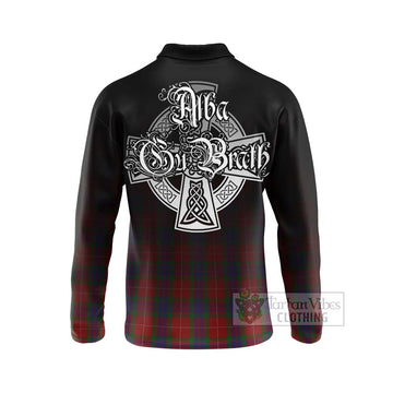 Fraser Tartan Long Sleeve Polo Shirt Featuring Alba Gu Brath Family Crest Celtic Inspired