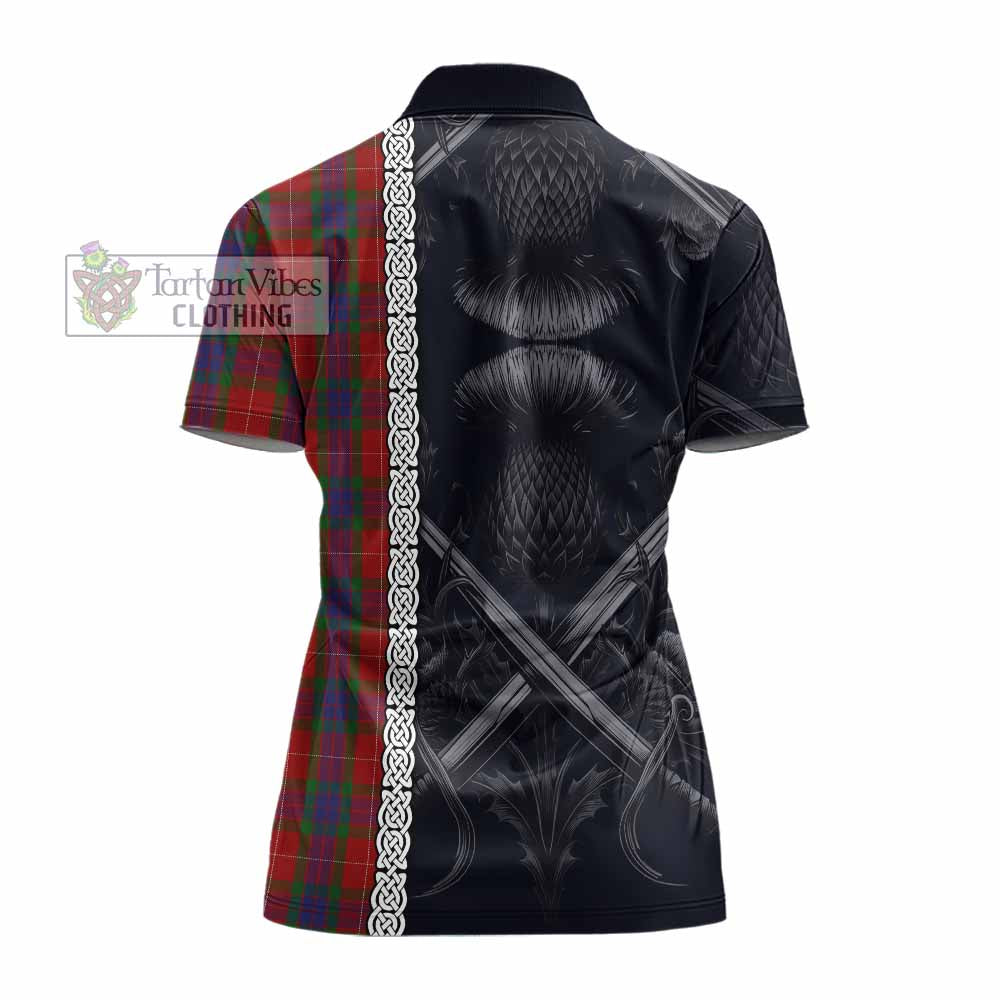 Tartan Vibes Clothing Fraser Tartan Women's Polo Shirt with Family Crest Cross Sword Thistle Celtic Vibes