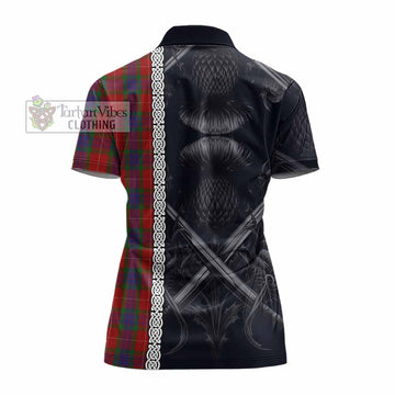 Fraser Tartan Women's Polo Shirt with Family Crest Cross Sword Thistle Celtic Vibes