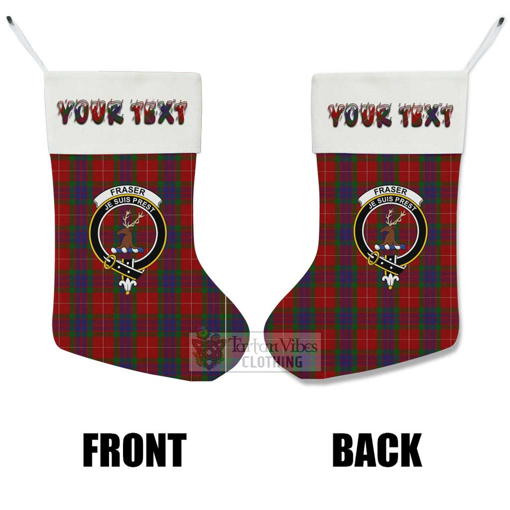 Tartan Vibes Clothing Fraser Tartan Family Crest Christmas Stocking with Personalized Text