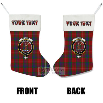 Fraser Tartan Family Crest Christmas Stocking with Personalized Text