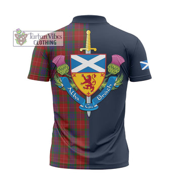 Fraser Tartan Zipper Polo Shirt Alba with Scottish Lion Royal Arm Half Style