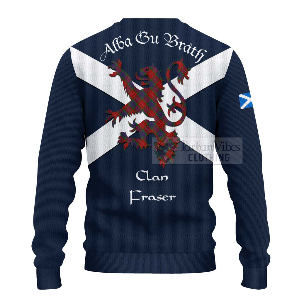 Tartan Vibes Clothing Fraser Tartan Lion Rampant Knitted Sweater – Proudly Display Your Heritage with Alba Gu Brath and Clan Name