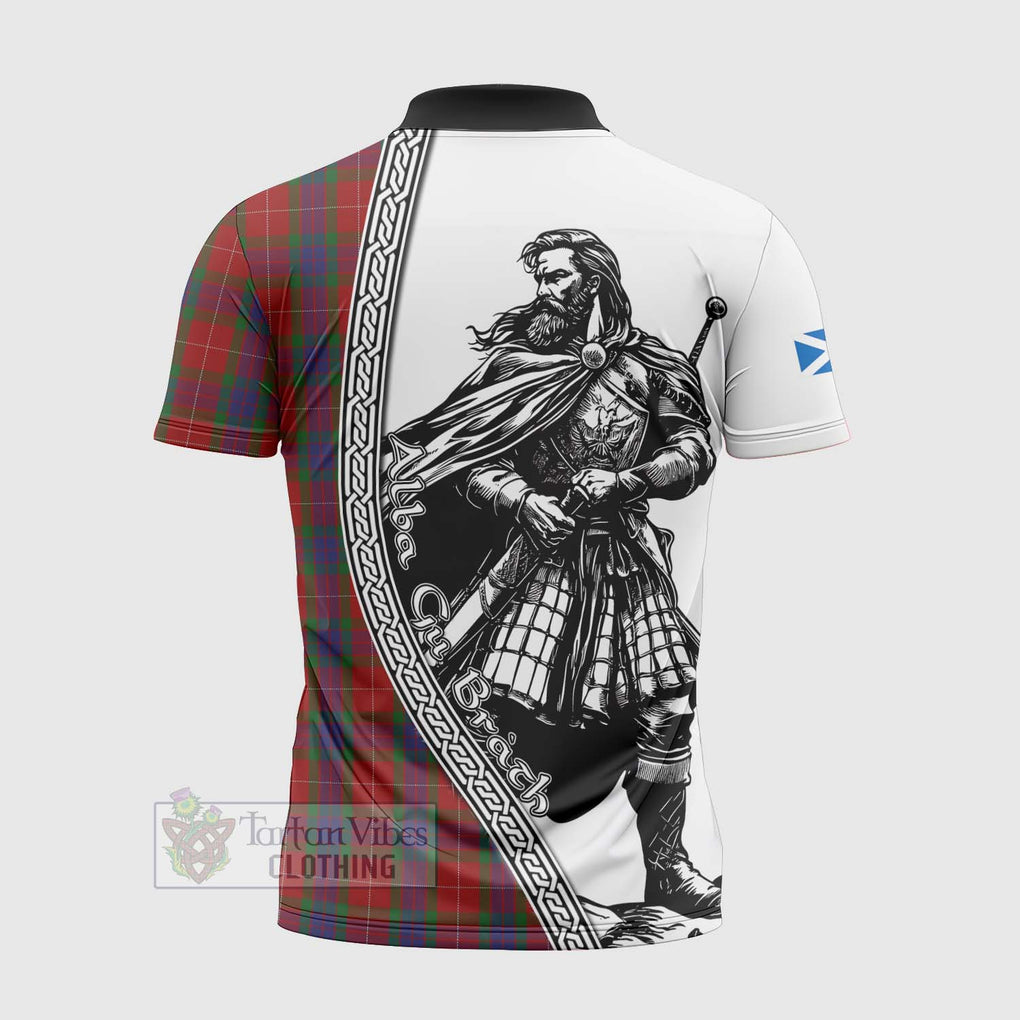 Tartan Vibes Clothing Fraser Tartan Clan Crest Zipper Polo Shirt with Highlander Warrior Celtic Style