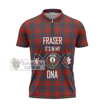 Fraser Tartan Zipper Polo Shirt with Family Crest DNA In Me Style