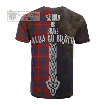 Fraser Tartan Family Crest Cotton T-shirt Alba Gu Brath Be Brave Lion Ancient Style - Tartan Vibes Clothing