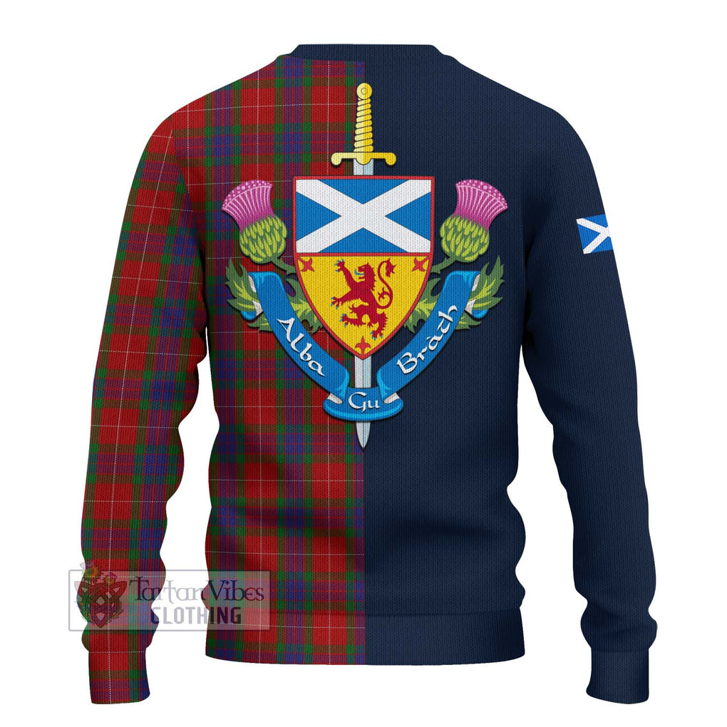 Tartan Vibes Clothing Fraser Tartan Knitted Sweater with Scottish Lion Royal Arm Half Style