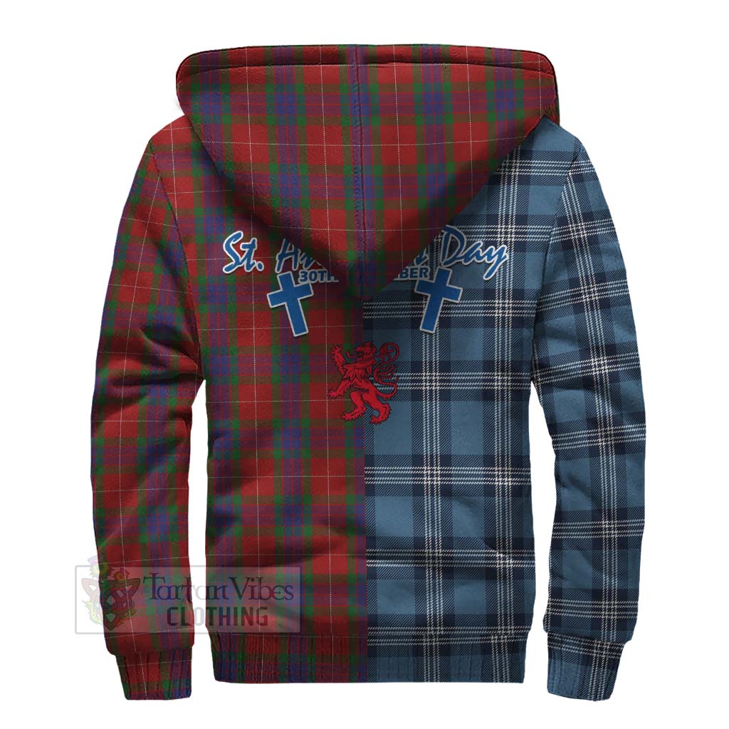 Tartan Vibes Clothing Fraser Tartan Sherpa Hoodie Happy St. Andrew's Day Half Tartan Style