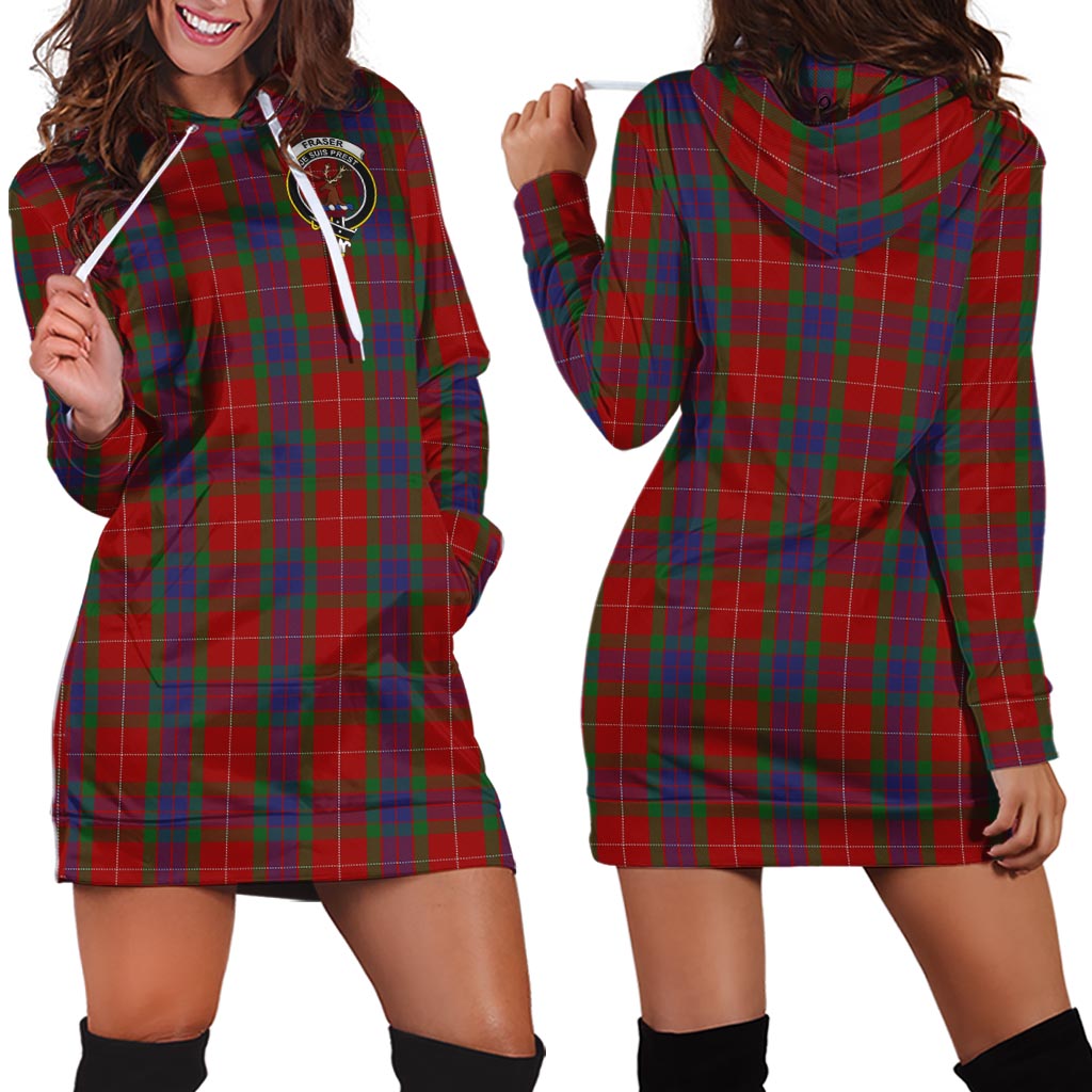 Fraser Tartan Hoodie Dress with Family Crest - Tartan Vibes Clothing