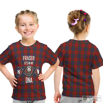 Fraser Tartan Kid T-Shirt with Family Crest DNA In Me Style